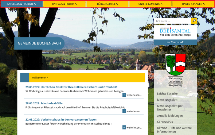 Men�leiste Buchenbach