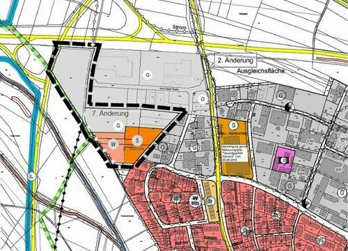Luftbild Bereich der &Auml;nderung Fl&auml;chennutzungsplan Fischerrain
