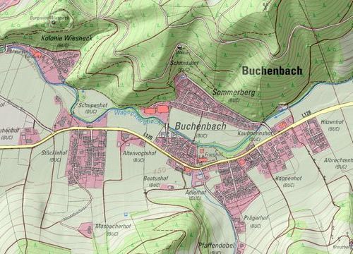 Auszug Grundst&uuml;cke der Gemeinde Buchenbach&comma; Datenquellen LGL&comma; www&period;lgl-bw&period;de sowie LRA BHS&comma; www&period;breisgau-hochschwarzwald&period;de