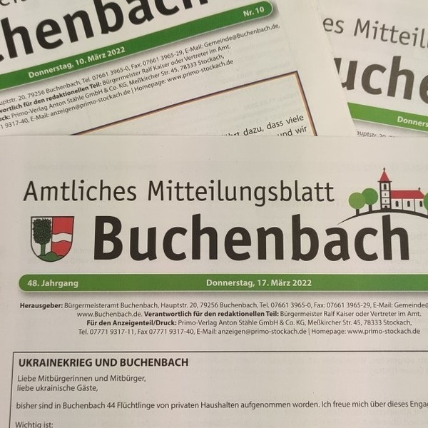 Bild der Titelseite eines unserer Mitteilungsbl�tter von Buchenbach